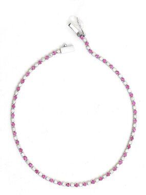 Pink Sapphire & Diamond 14K (18K Custom) Gold Tennis Bracelet